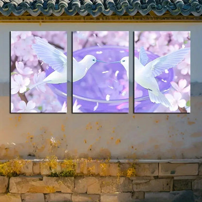 3pcs Vibrant Peace Dove Design Metal Print Ready to Hang Art