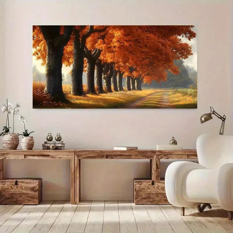 Autumn Tree Vintage Path wall canvas office home room framed 120x60cm