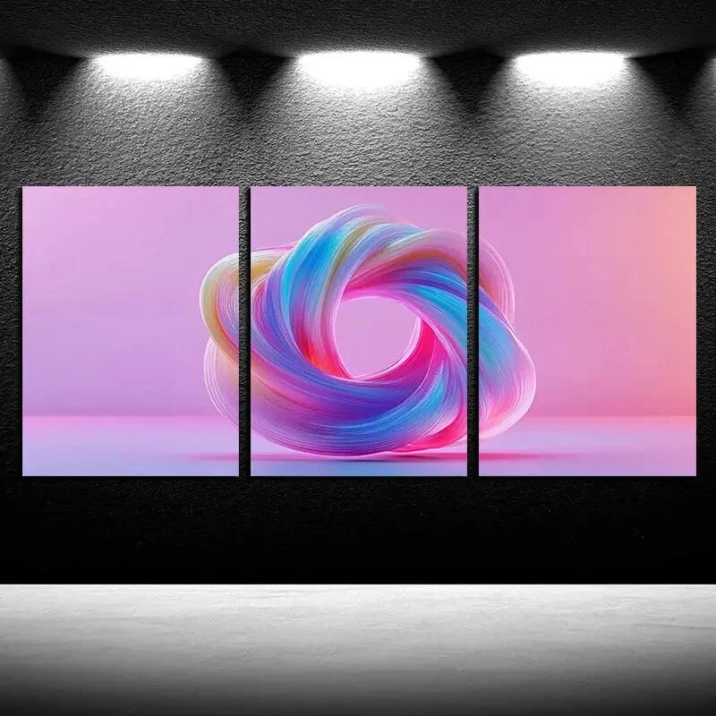 3pcs Vibrant Beautiful Pink Patterns Illustration Metal Print Ready to Hang Art