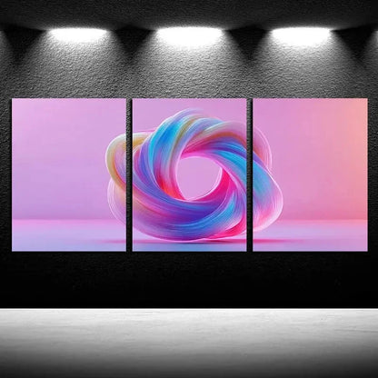 3pcs Vibrant Beautiful Pink Patterns Illustration Metal Print Ready to Hang Art