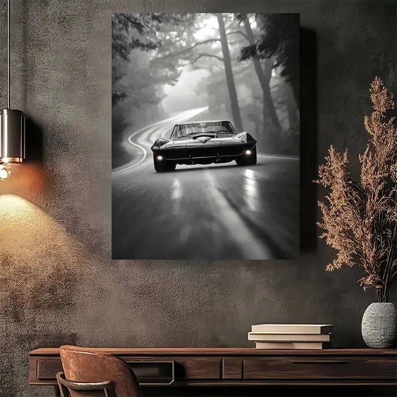 Beautiful Vintage Road Trip Modern Painting 40x60cm Metal Print Ready to Hang