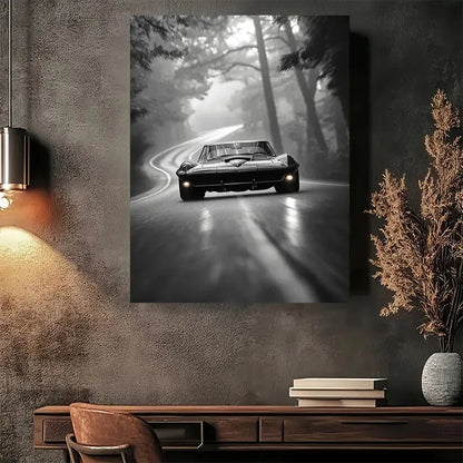 Beautiful Vintage Road Trip Modern Painting 40x60cm Metal Print Ready to Hang