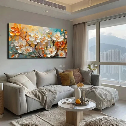 Gorgeous White Flowers Wall Art wall canvas office home room framed 120x60cm