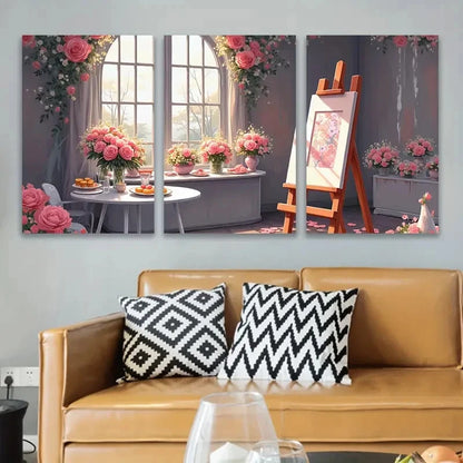 3pcs Paintings of Shelf Pictures Metal Print Ready to Hang Art