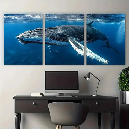 3pcs Humpback Whale Southern Africa Coast Metal Print Ready to Hang Art