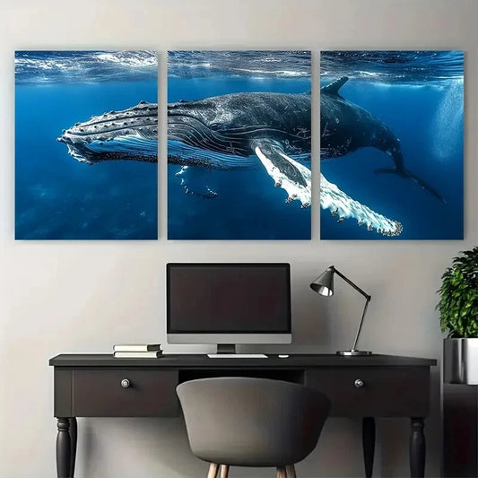 3pcs Humpback Whale Southern Africa Coast Metal Print Ready to Hang Art