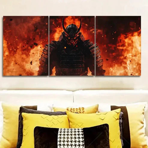 3pcs Crimson Warrior with Black Horns Wall Art Set Canvas Unframed - High Quality Print 100% Australian Made Wall Canvas