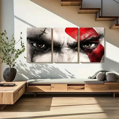 3pcs Modern Video Game Character Kratos Wall Art Set Canvas Unframed - High Quality Print 100% Australian Made Wall Canvas