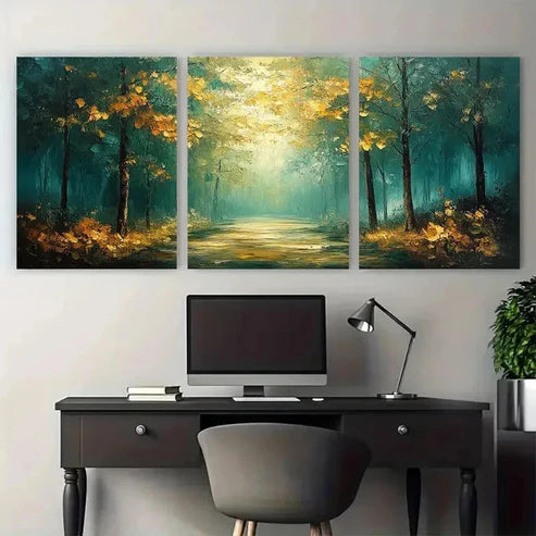 3pcs Green Forest Abstract – Wall Art Canvas Unframed – High Quality Print 100% Australian Made Wall Canvas