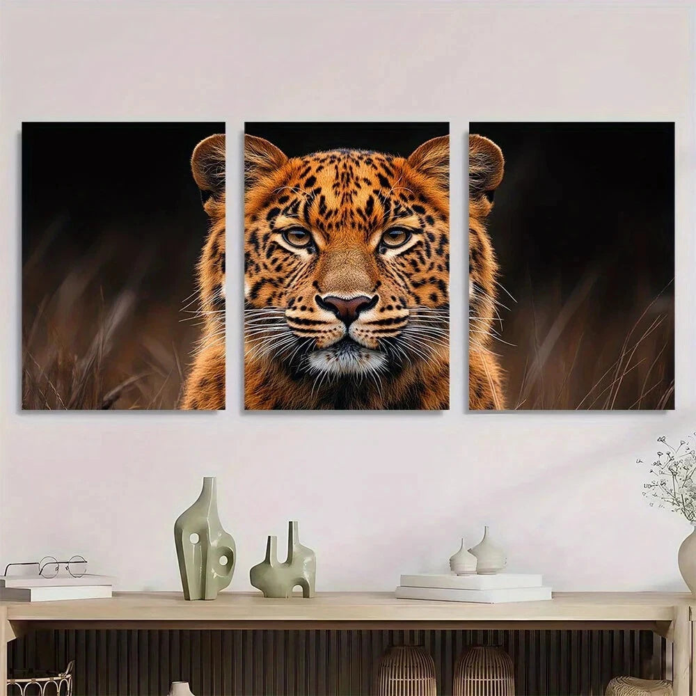 3pcs Leopard Vintage Inspired Animal Metal Print Ready to Hang Art