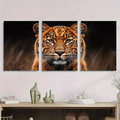 3pcs Leopard Vintage Inspired Animal Metal Print Ready to Hang Art