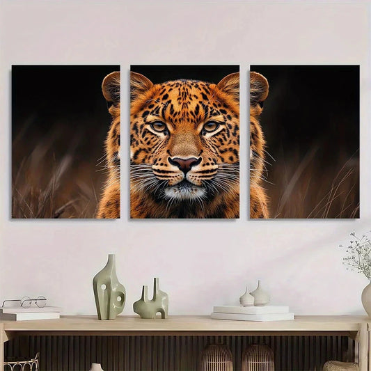 3pcs Leopard Vintage Inspired Animal Metal Print Ready to Hang Art