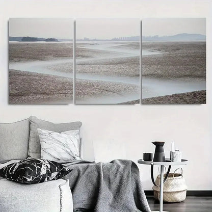 3pcs Minimalistic Coastal Sand Dunes Metal Print Ready to Hang Art