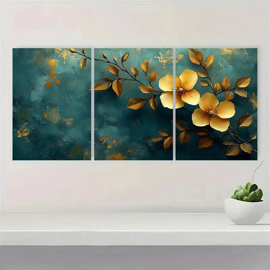 3pcs Vintage Green Botanical Floral Perfect Wall Art Set Canvas Framed 40x60cm - High Quality Print 100% Australian Made Wall Canvas Ready to Hang