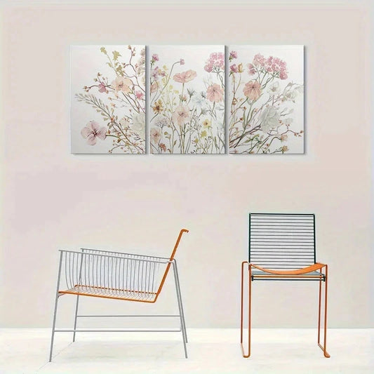 3pcs Watercolor Floral Botanical Themed Metal Print Ready to Hang Art