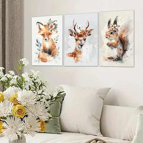 3pcs Farmhouse Animal Nursery Canvas Framed 60x90cm - High Quality Print 100% Australian Made Wall Canvas Ready to Hang