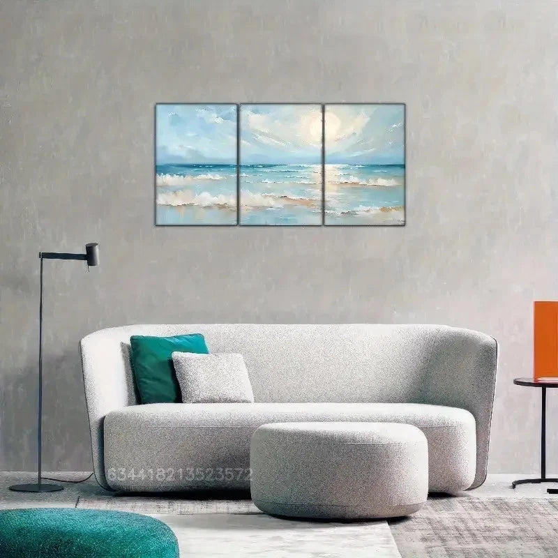 3pcs Spring & Winter Oil Painting Style Metal Print Ready to Hang Art