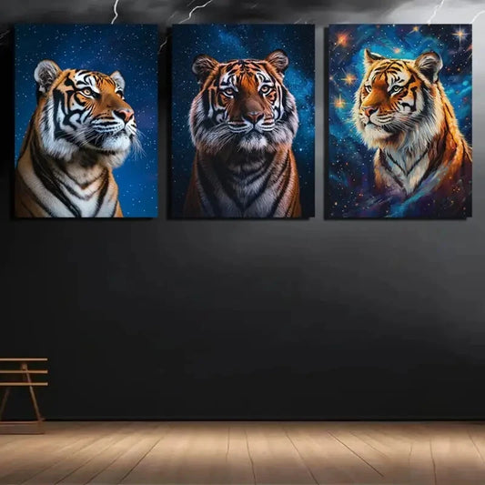 3pcs Animals Under The Starry Sky Metal Print Ready to Hang Art