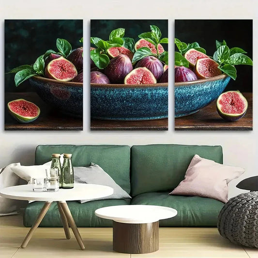 3pcs Fig Still Life Design Metal Print Ready to Hang Art