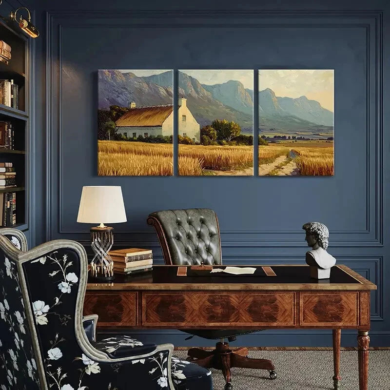 3pcs Rustic Farmhouse Landscape Mountain View Metal Print Ready to Hang Art