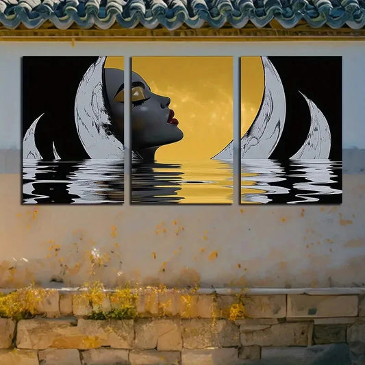 3pcs Water Surface Couples, Modern Design Metal Print Ready to Hang Art