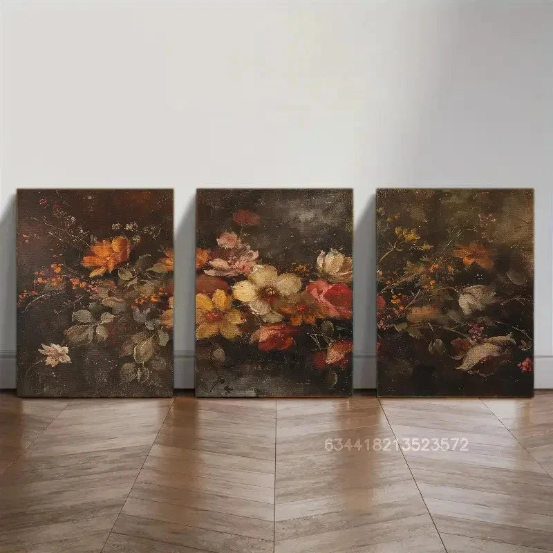 3pcs Floral Creative Space Visual Interpretation Metal Print Ready to Hang Art