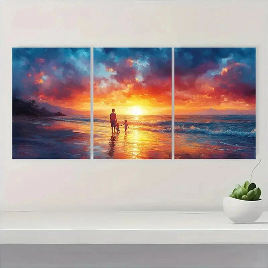 3pcs Vibrant Ocean & Sky Scenery Coastal Metal Print Ready to Hang Art