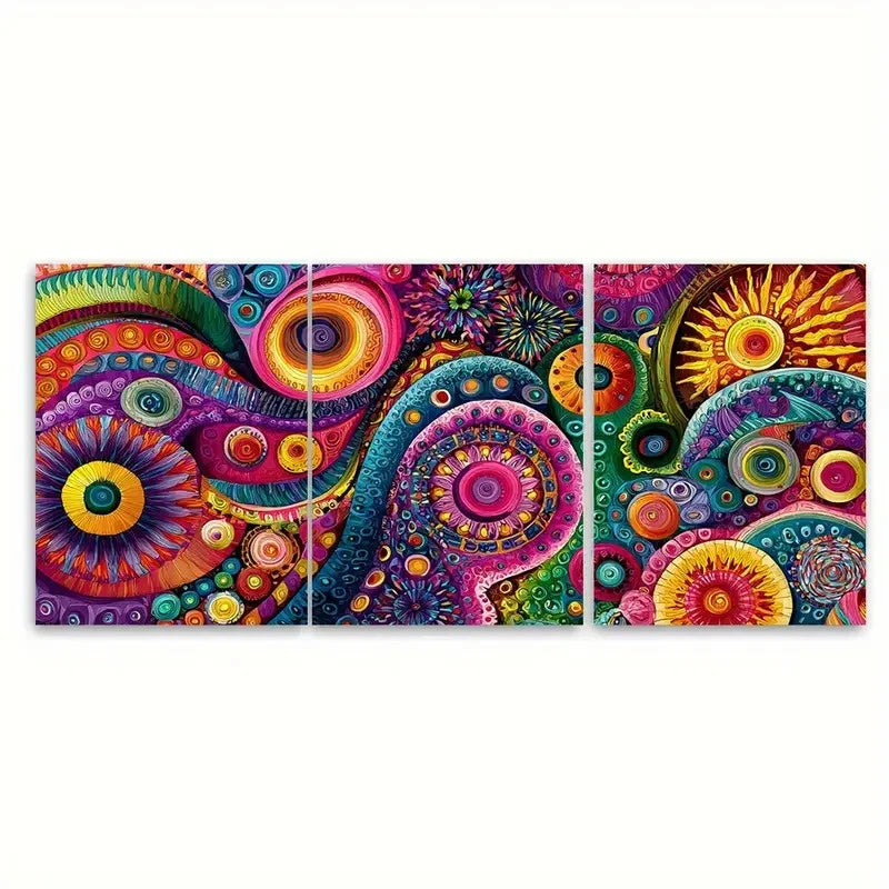3pcs Dopamine Retro Maximalist Print Set Wall Art Set Canvas Framed 50x70cm - High Quality Print 100% Australian Made Wall Canvas Ready to Hang