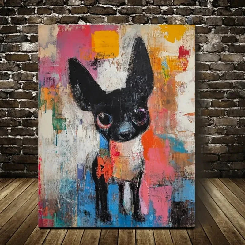 Contemporary Abstract Chihuahua Painting 40x60cm Metal Print Ready to Hang