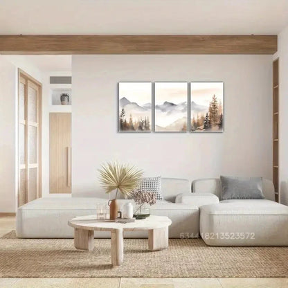 3pcs Neutral Gable art Abstract Style art Metal Print Ready to Hang Art