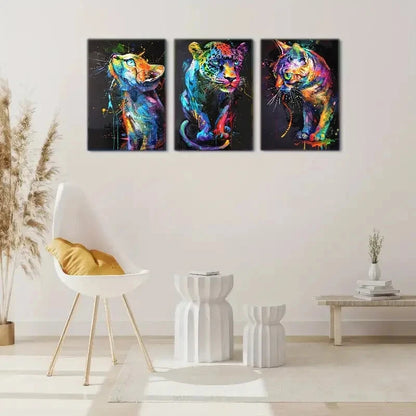 3pcs Elegant Colorful Animal Decoration Metal Print Ready to Hang Art