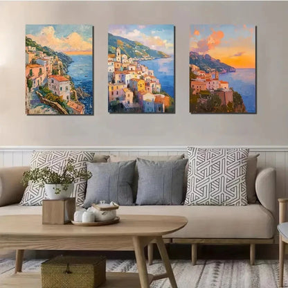 3pcs Picturesque Sunsets and Muted Colors Metal Print Ready to Hang Art