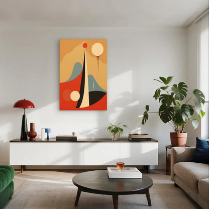 Mid-Century Modern Abstract Landscape 40x60cm Metal Print Ready to Hang
