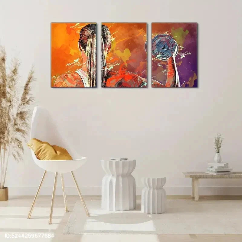 3pcs Girl Print Sports Art Poster Gym Mural Metal Print Ready to Hang Art