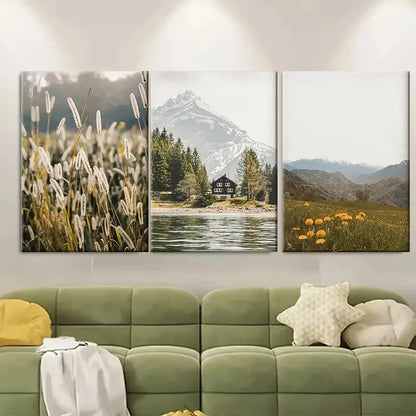 3pcs Mountain Forest Printable Art Wall Decor Metal Print Ready to Hang Art