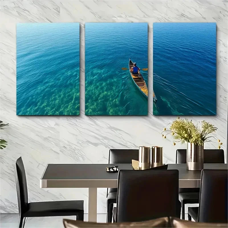 3pcs Great Lakes Erie Travel Décor Perfect Wall Art Set Canvas Framed 40x60cm - High Quality Print 100% Australian Made Wall Canvas Ready to Hang