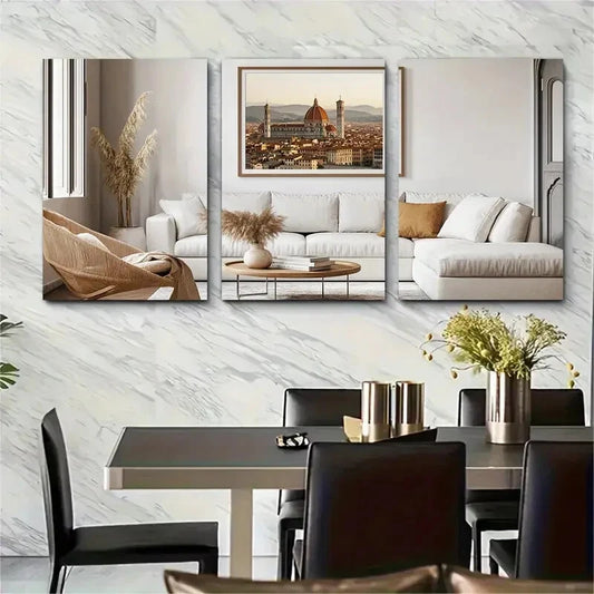 3pcs Florence Italy Cityscape Unique Metal Print Ready to Hang Art