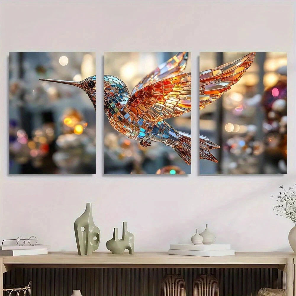 3pcs Hummingbird Pendant Special Shape Metal Print Ready to Hang Art