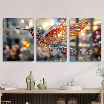 3pcs Hummingbird Pendant Special Shape Metal Print Ready to Hang Art