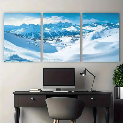 3pcs Les Arcs Ski Resort Paradiski Snowboard Metal Print Ready to Hang Art