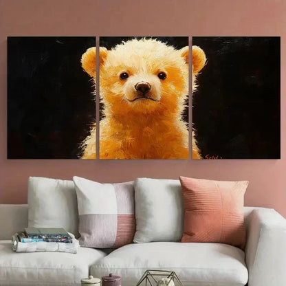 3pcs Vibrant Polar Bear Cub Animal Portrait Metal Print Ready to Hang Art