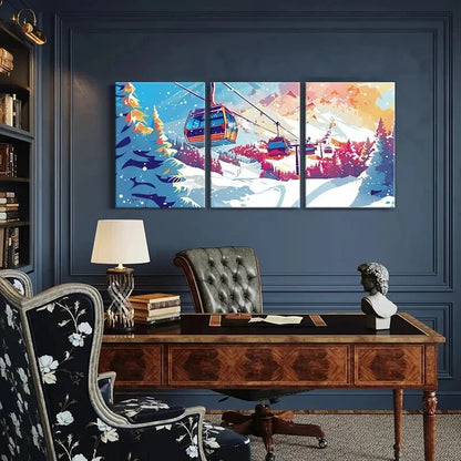 3pcs Winter Wonderland Snowy Mountains Metal Print Ready to Hang Art