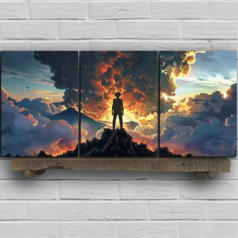 3pcs Volcanic Eruption Clouds Metal Print Ready to Hang Art