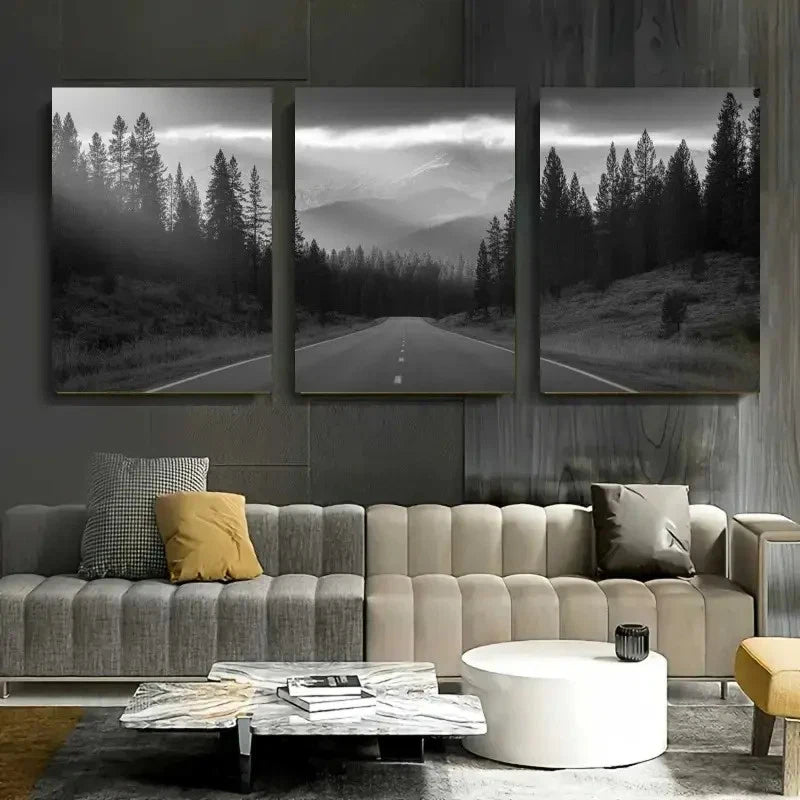 3pcs Serene Forest & Mountain Landscape Scenery Metal Print Ready to Hang Art