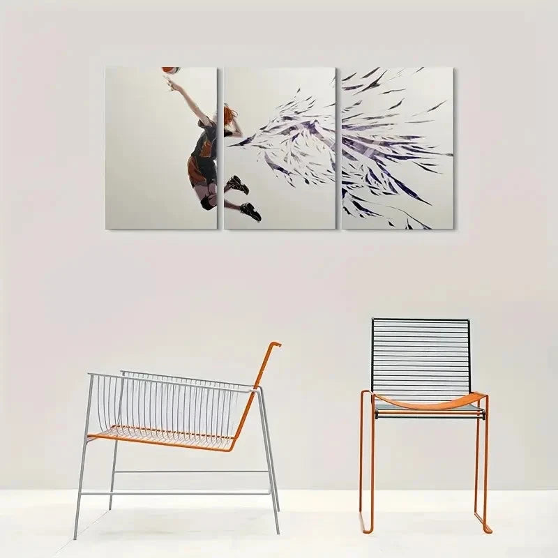 3pcs Dynamic Sports Volleyball Player in Action Metal Print Ready to Hang Art