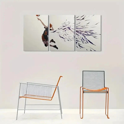 3pcs Dynamic Sports Volleyball Player in Action Metal Print Ready to Hang Art