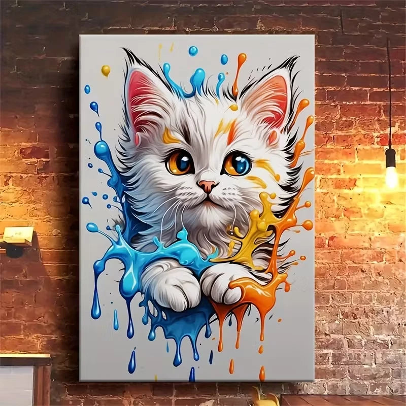 Vibrant Colorful Kitten  60x90cm Metal Print Ready to Hang