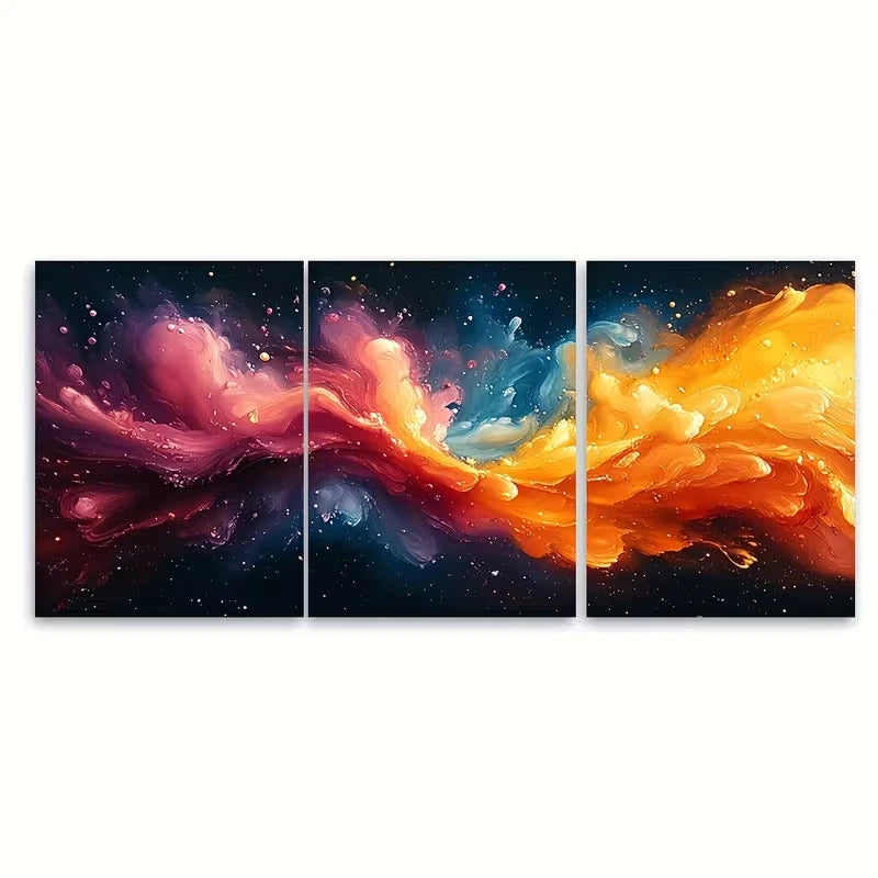 3pcs Colorful Digital Bright Abstract Metal Print Ready to Hang Art