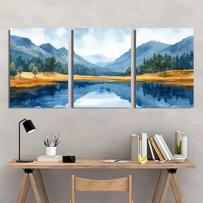 3pcs Ireland Painting Wicklow Mountains Art Metal Print Ready to Hang Art