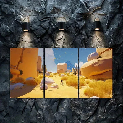 3pcs Desert with Large Rock Formations Metal Print Ready to Hang Art